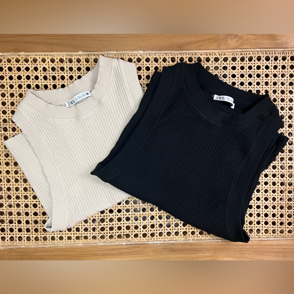 Zara Ribbed Halter Tank, Size Small, color Sand - Picture 3 of 8